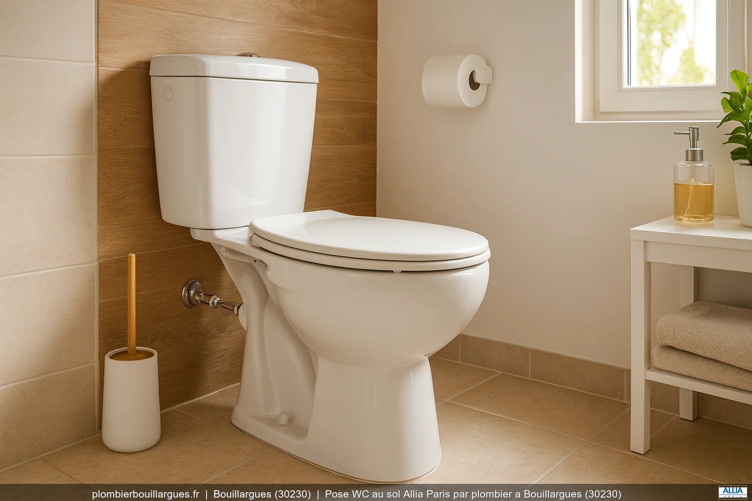 Pose WC au sol Allia Paris par plombier a Bouillargues (30230)