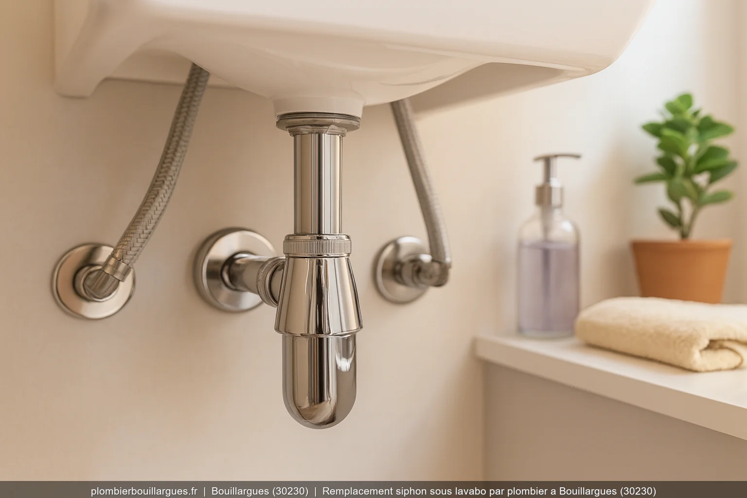 Remplacement siphon sous lavabo par plombier a Bouillargues (30230)